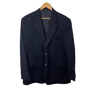 Ralph Lauren Wool Navy Blue Gold Buttons Blazer Jacket Ivy League Heritage 46L